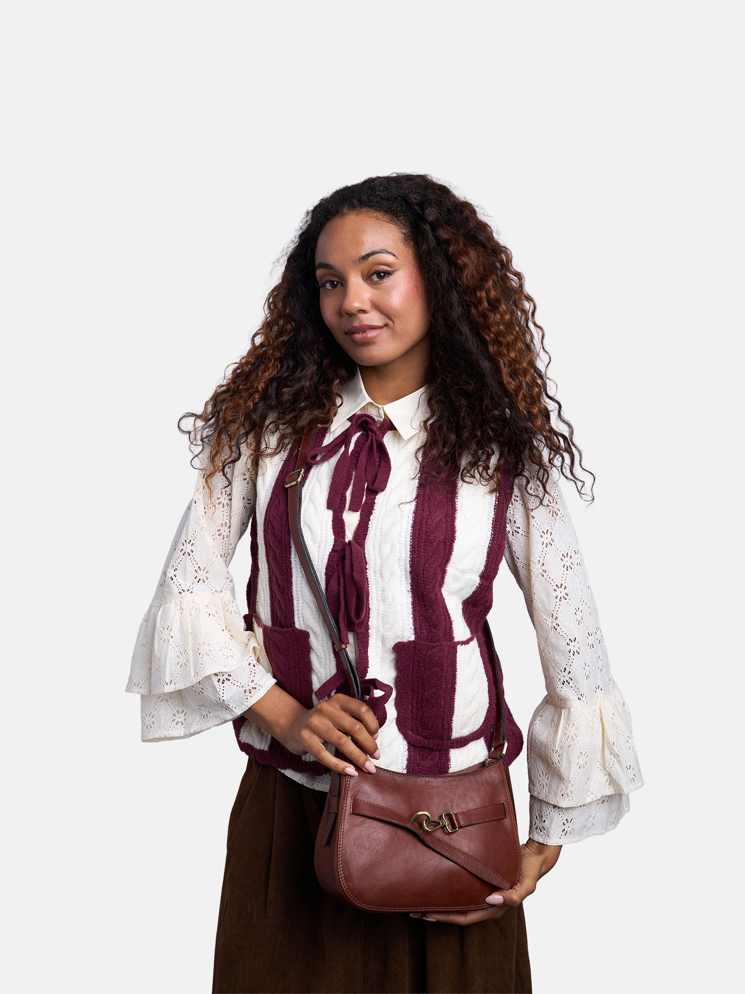 RE:DESIGNED Sif Small Umhängetasche Cognac Vollleder