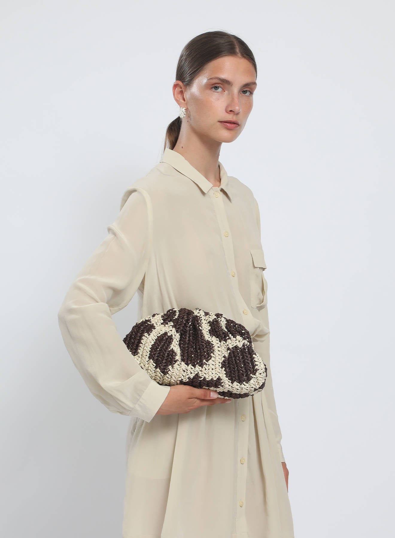 Maria la Rosa Americana Crochet Tasche Schwarz Ecru