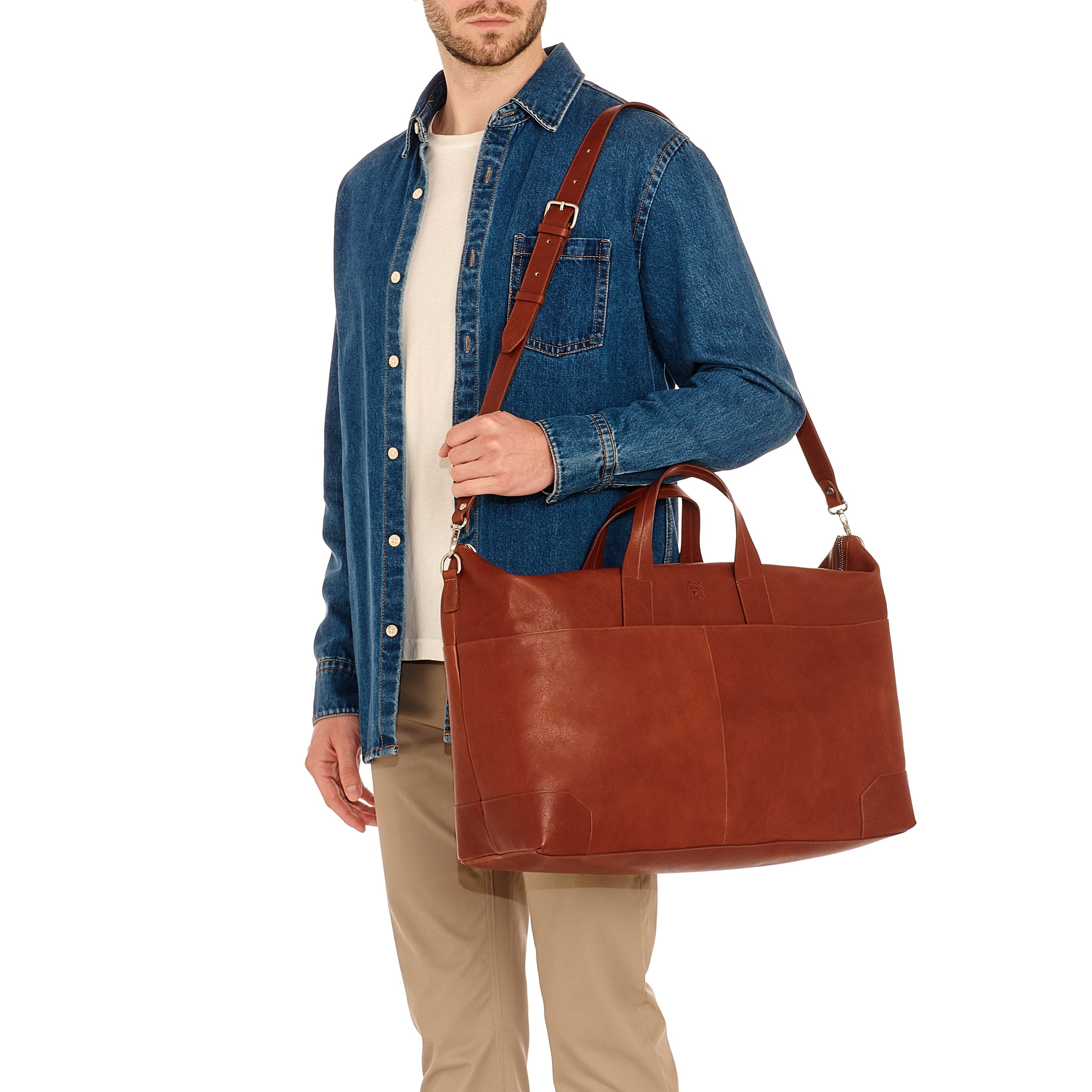 Il Bisonte Galileo Reisetasche Sepia Rindsleder vintage