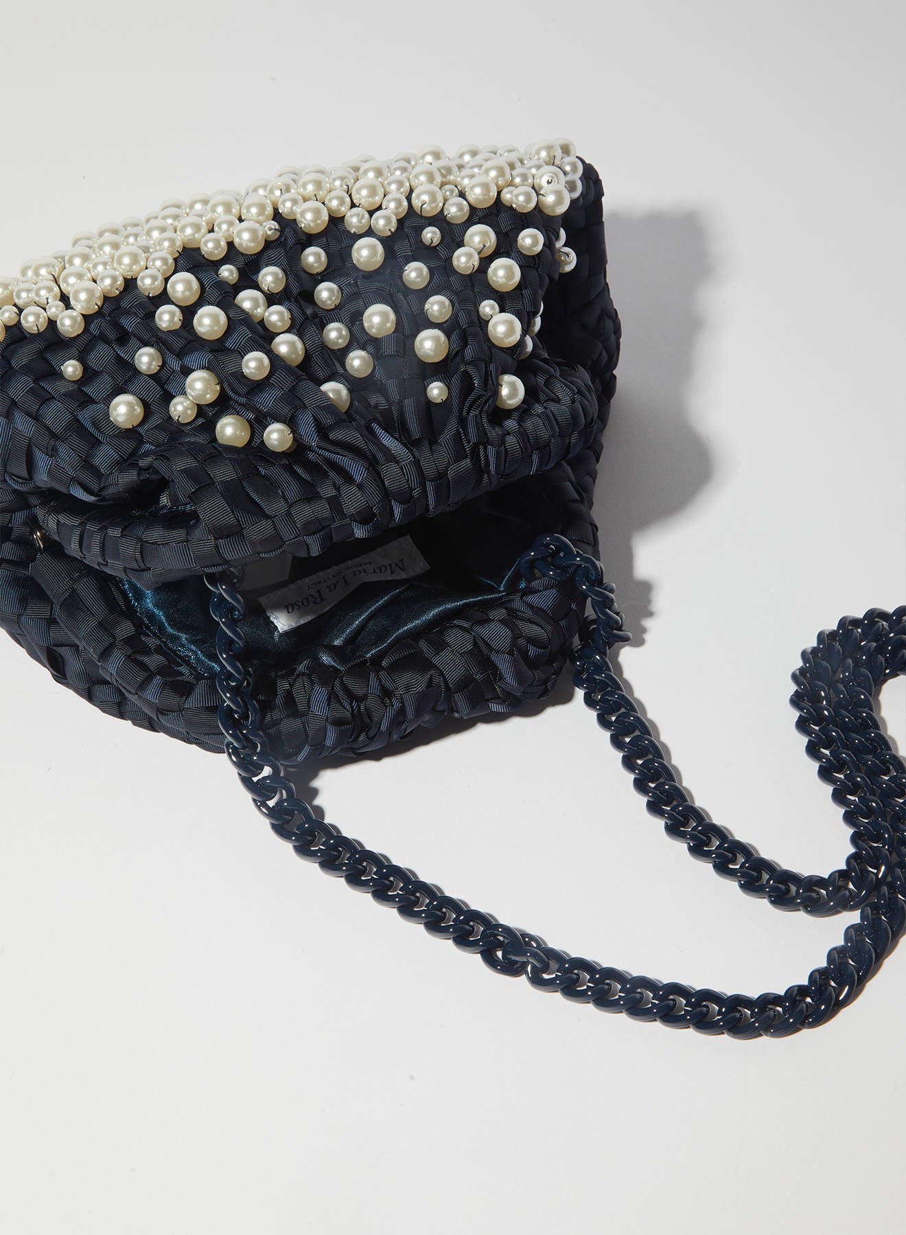 Maria la Rosa Pearl Mini Bag Clutch Rot Bandgewebe