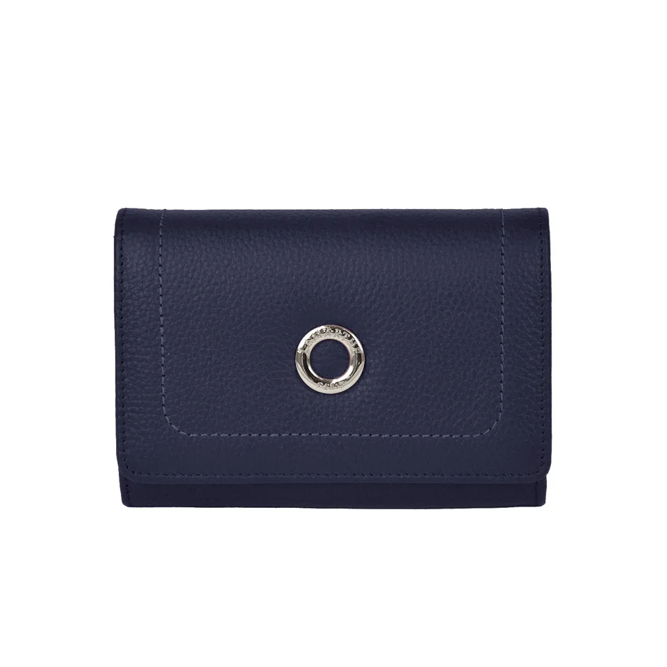 Lamarthe Paris Geldbörse Marineblau Spaltleder