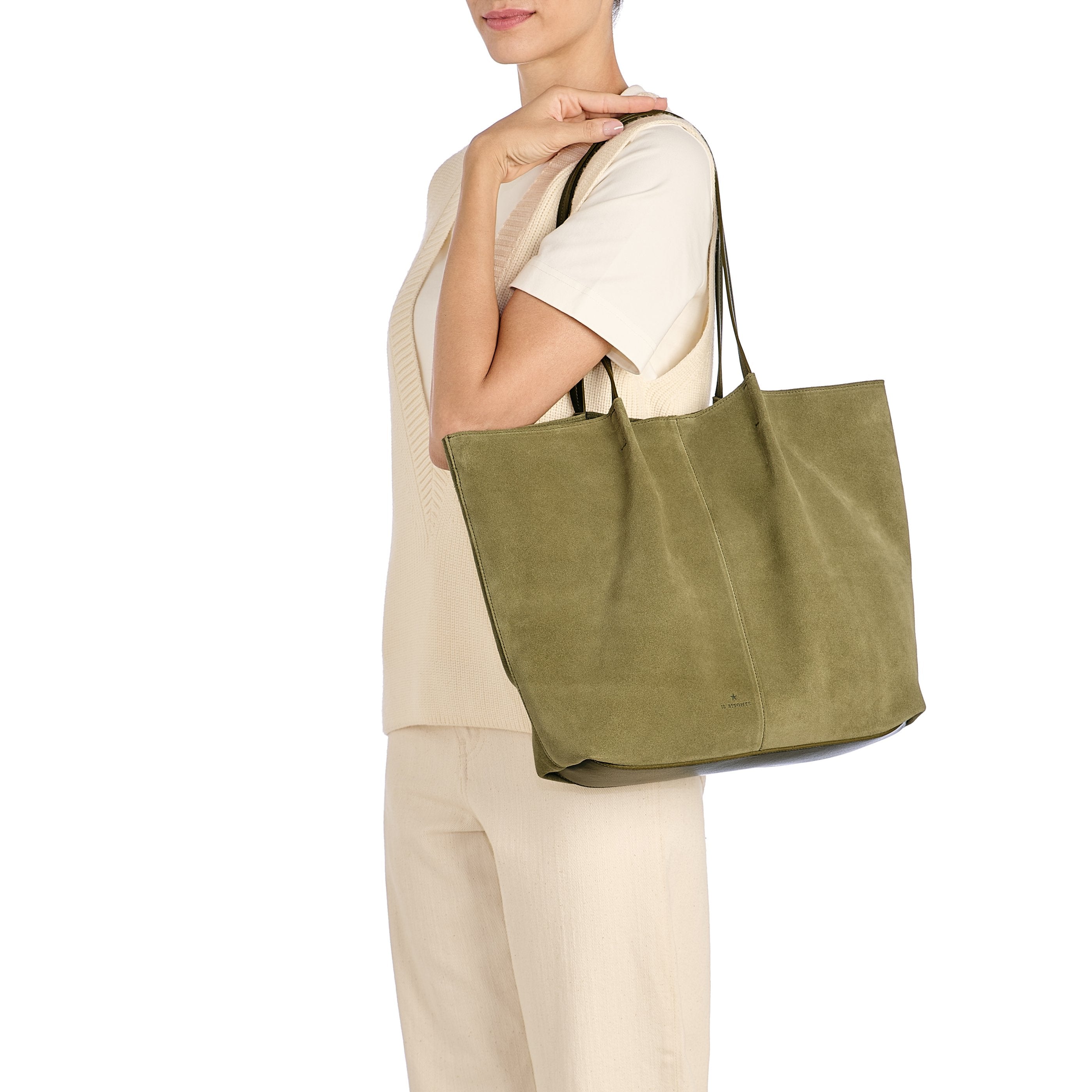 Il Bisonte Nina Shopper Bamboo Veloursleder Tote