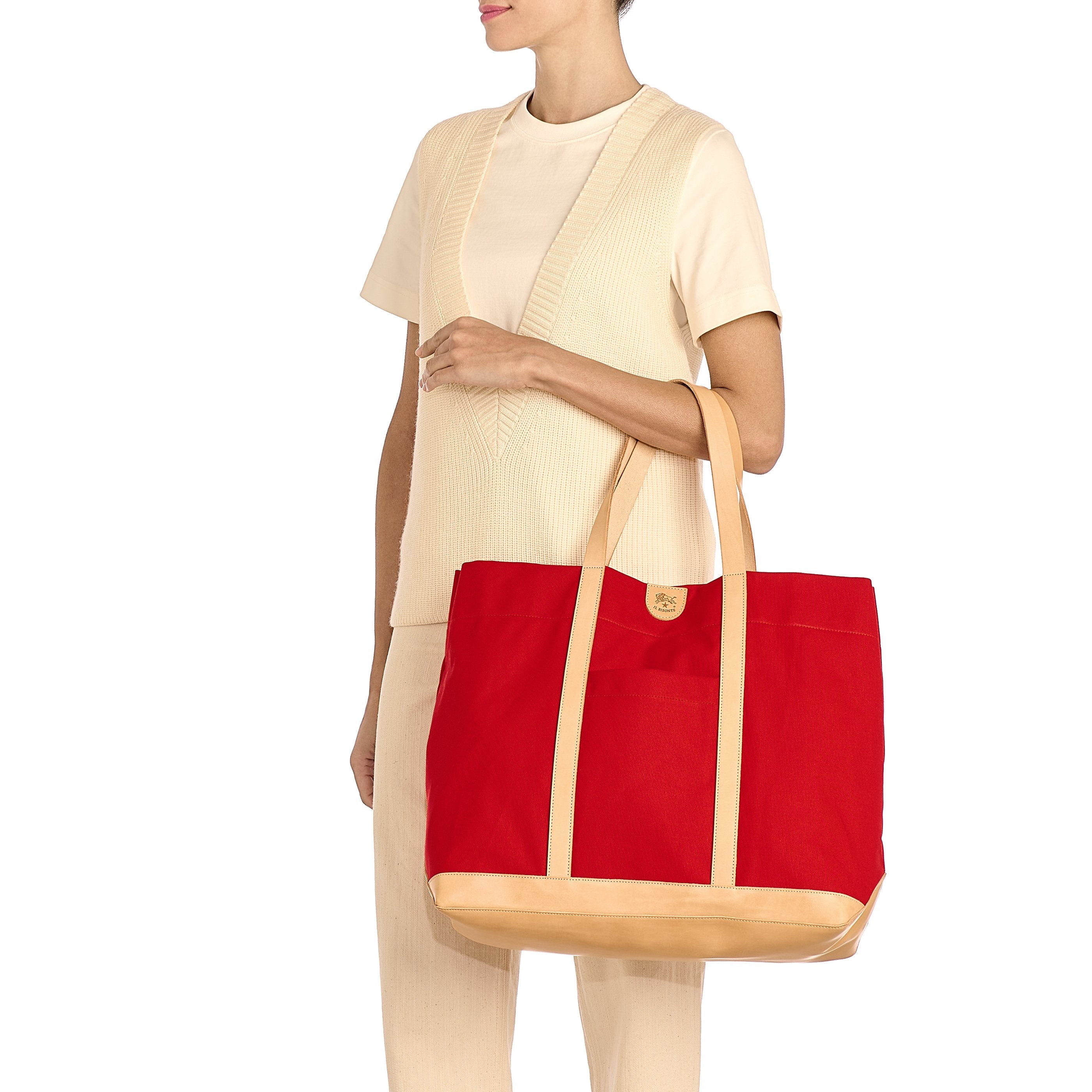 Il Bisonte Shopping Shopper Canvas rot-natur