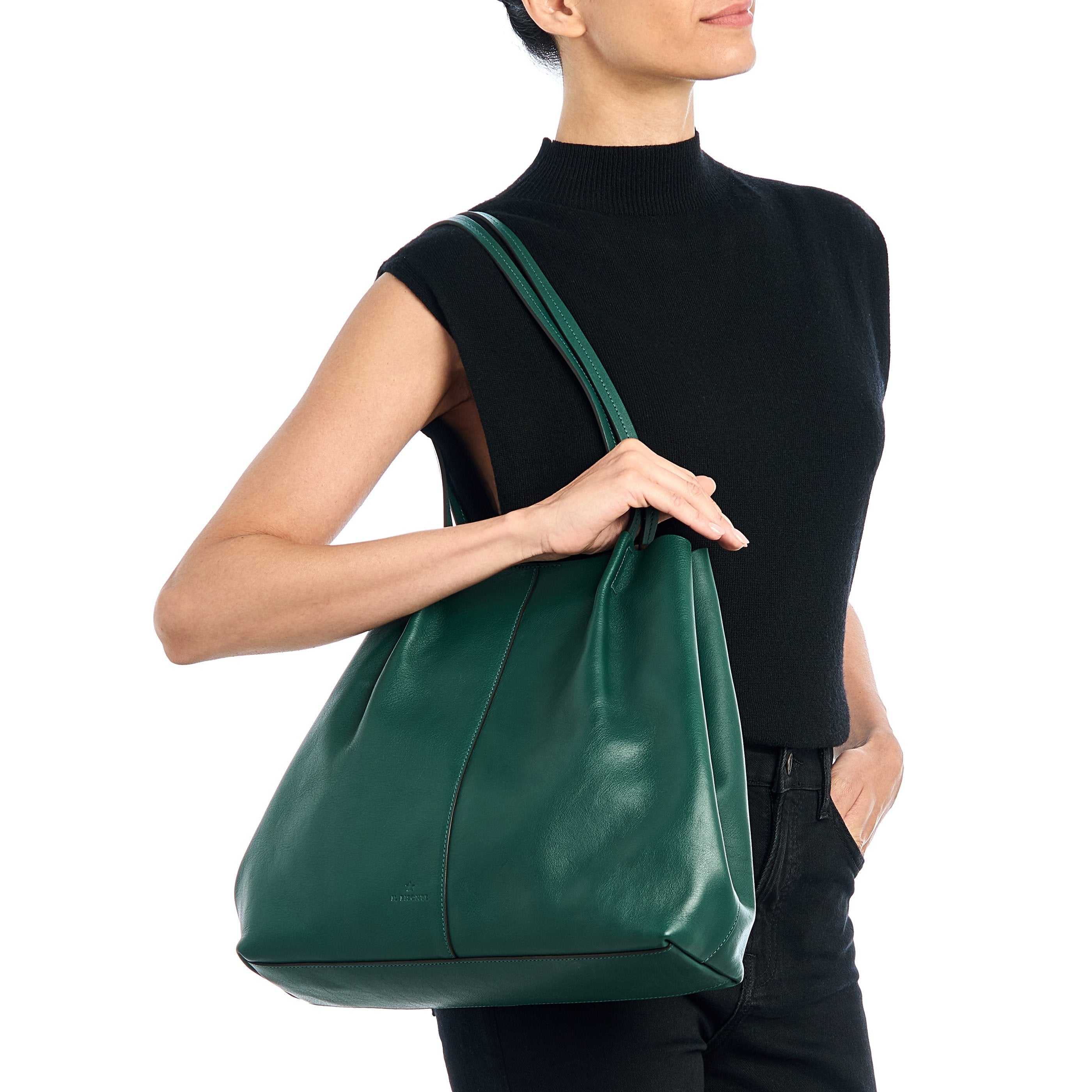 Il Bisonte Nina Handtasche Oleandergrün Vollleder