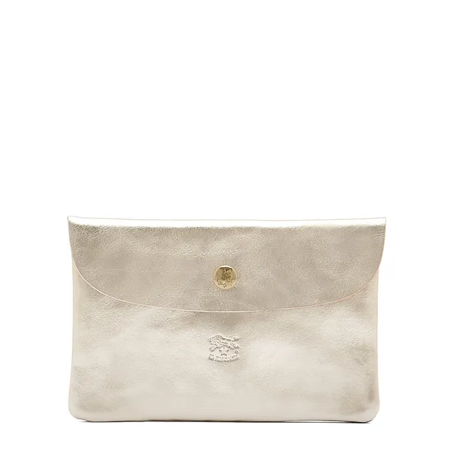 Il Bisonte Clutch Vollleder Platin Druckknopf