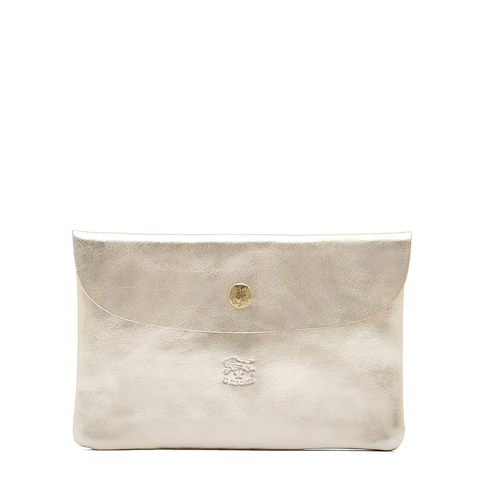 Il Bisonte Clutch Vollleder Platin Druckknopf