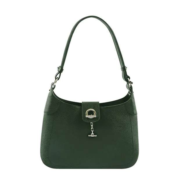 Lamarthe Paris Umhängetasche Leder Khaki Vollleder