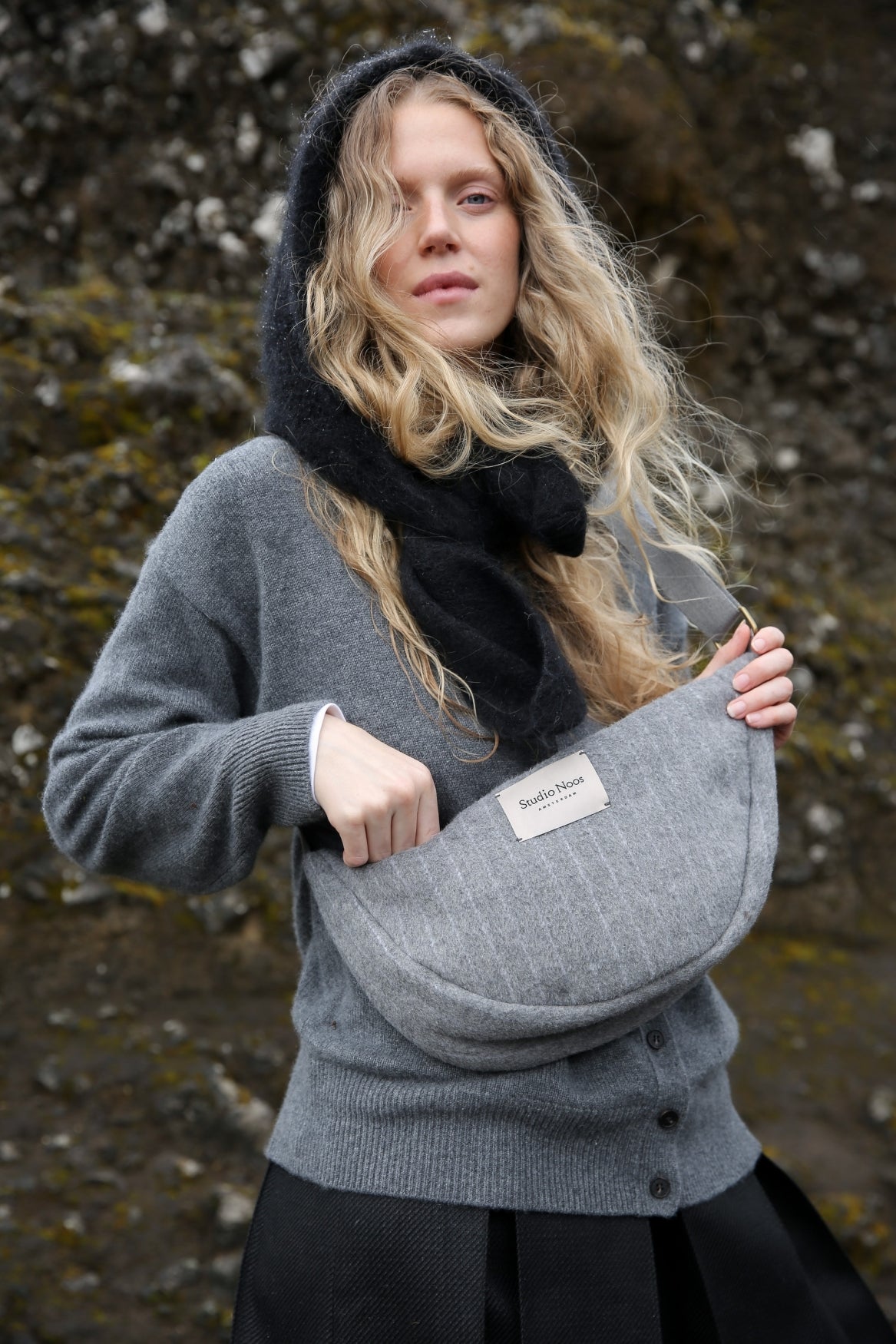Studio Noos Flannel Chalkstripe Bauchtasche Hellgrau