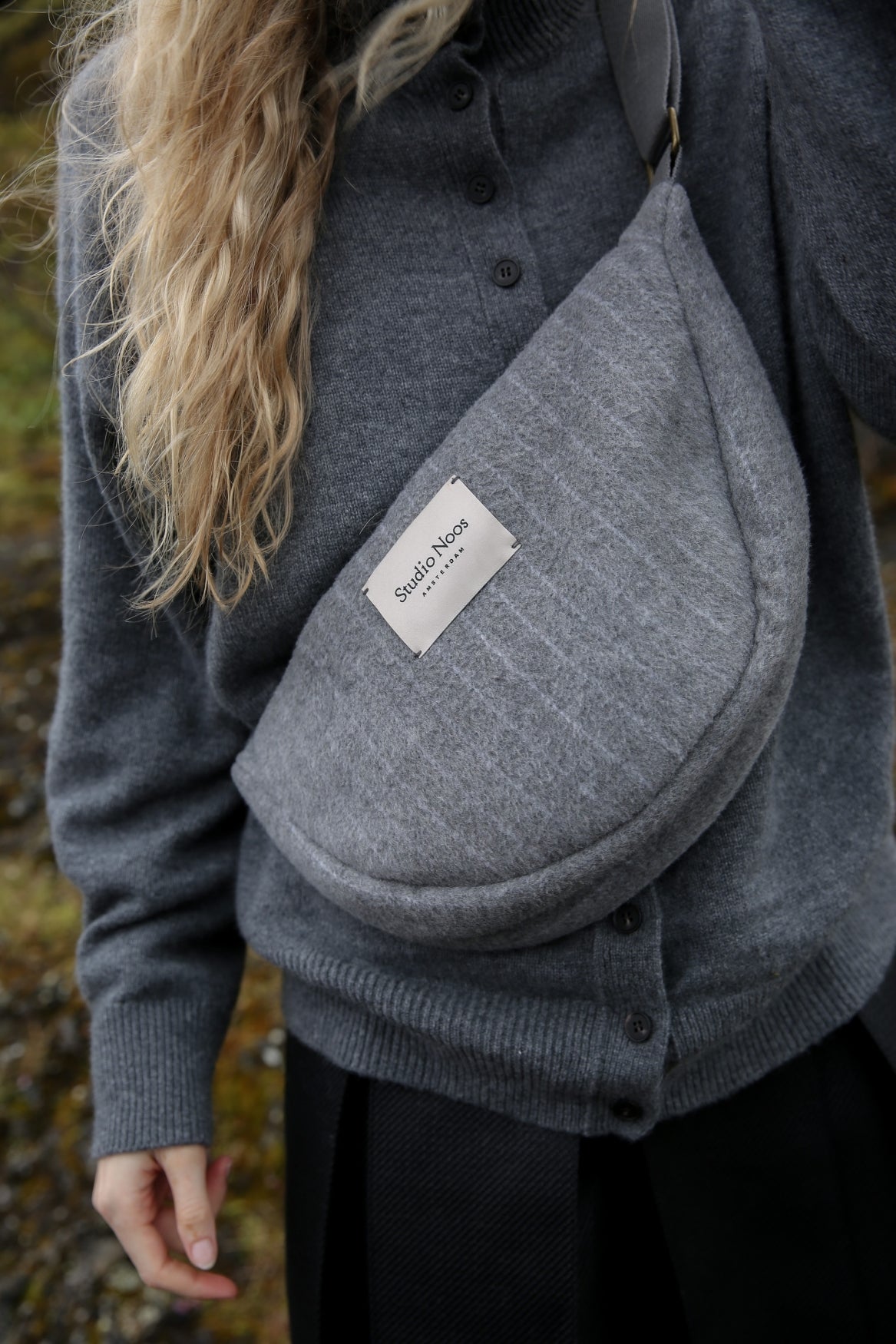 Studio Noos Flannel Chalkstripe Bauchtasche Hellgrau