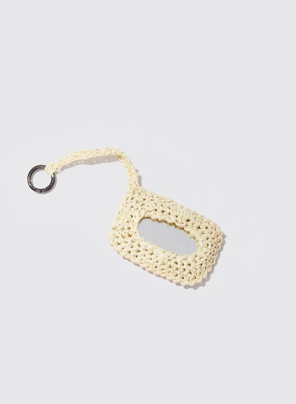 Maria la Rosa Mirror Taschenanhänger Ecru Raffia