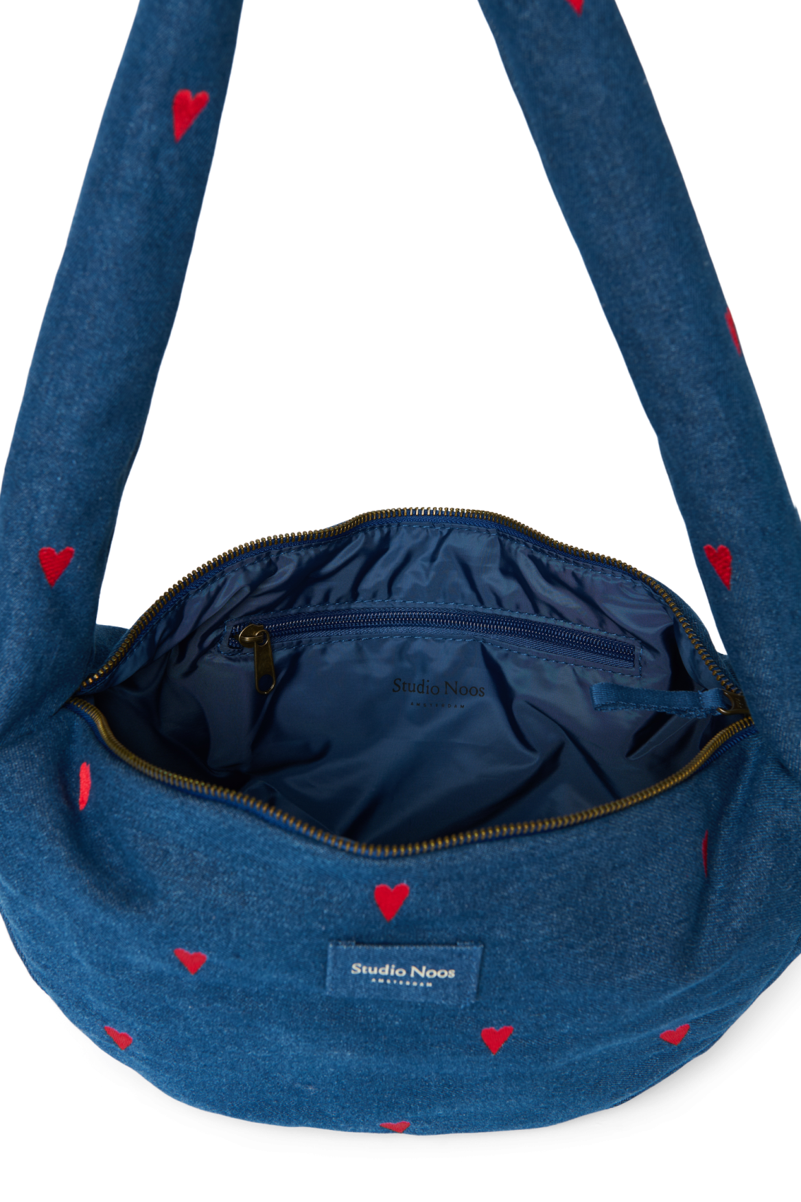Studio Noos Denim Mini Umhängetasche Dark Blue Herzen Denim