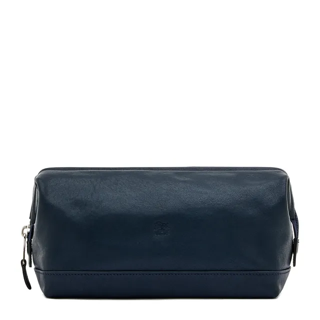 Il Bisonte Populonia Kulturtasche Mitternachtsblau Rindsleder