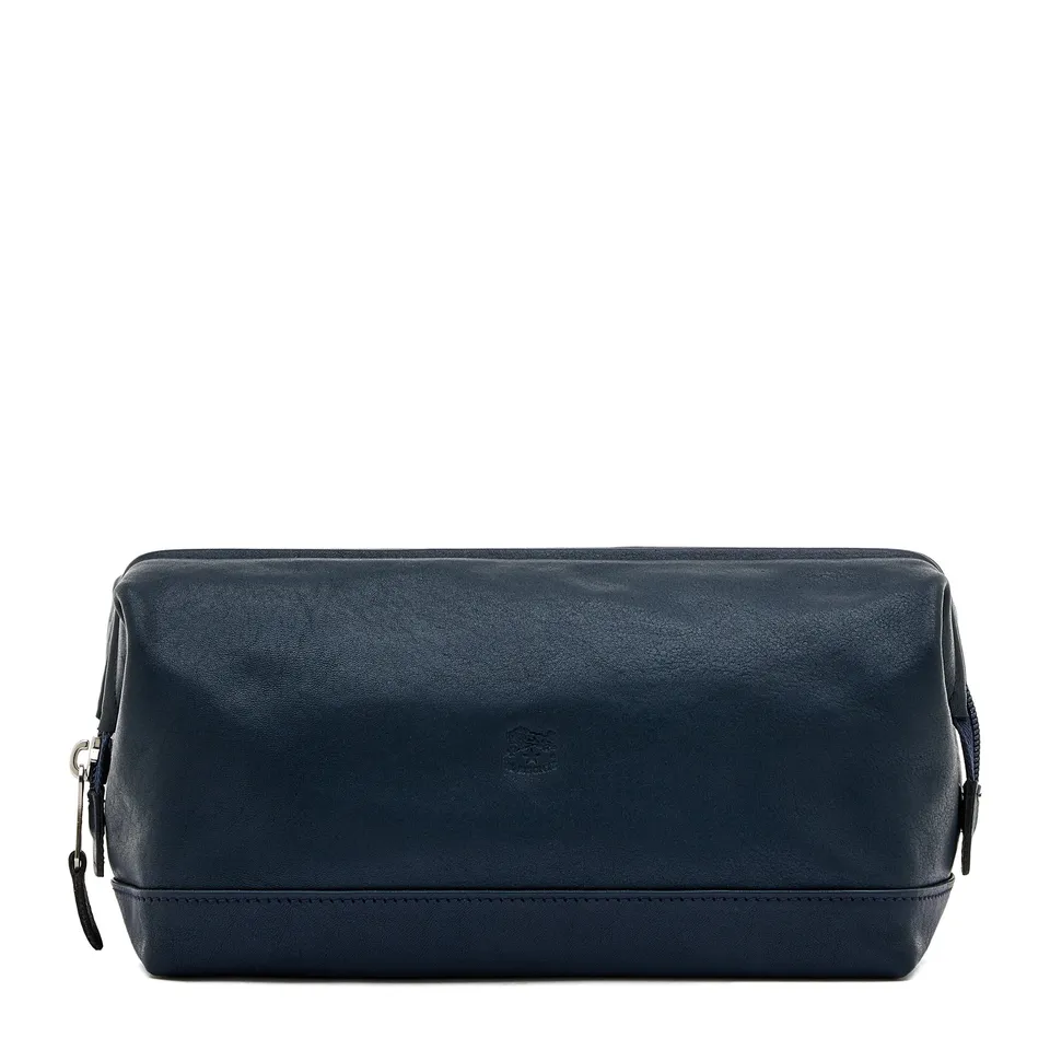 Il Bisonte Populonia Kulturtasche Mitternachtsblau Rindsleder
