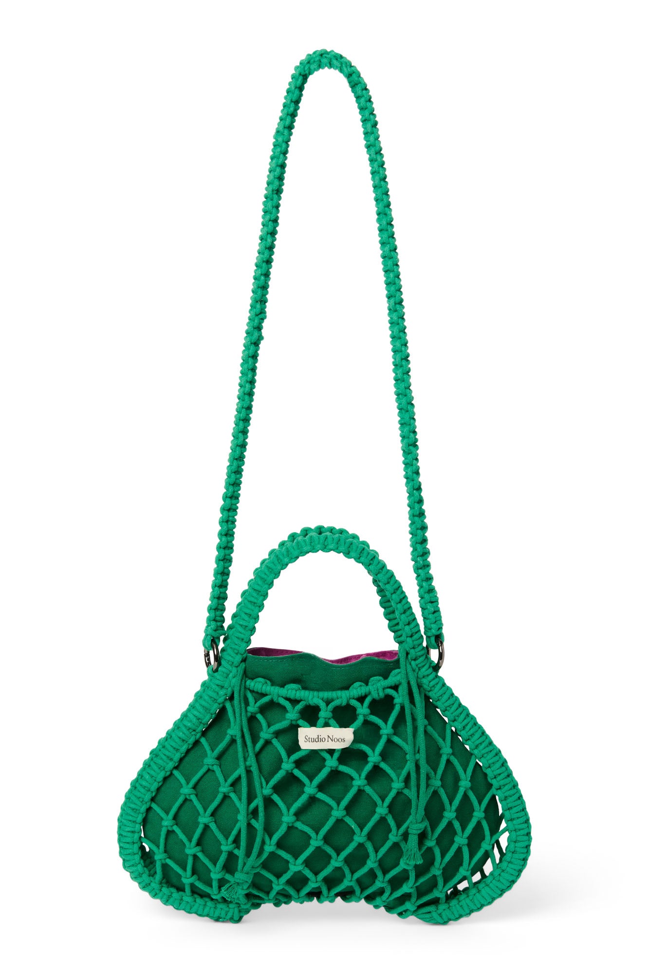 Studio Noos Makramee Mini Handtasche Grün Wende-Inlay