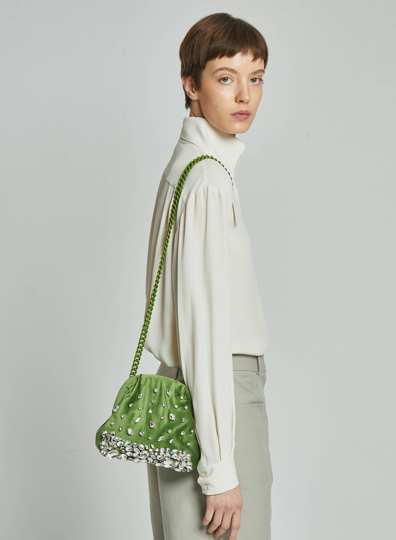 Maria la Rosa Pepita Mini Bag Clutch Braun Samt