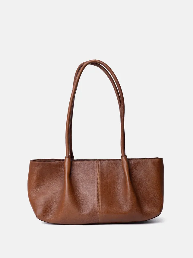 RE:DESIGNED Sille Handtasche Walnut Vollleder 37cm