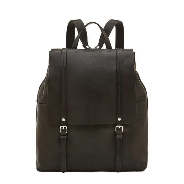 Il Bisonte Trappola Rucksack Schwarz Vollleder
