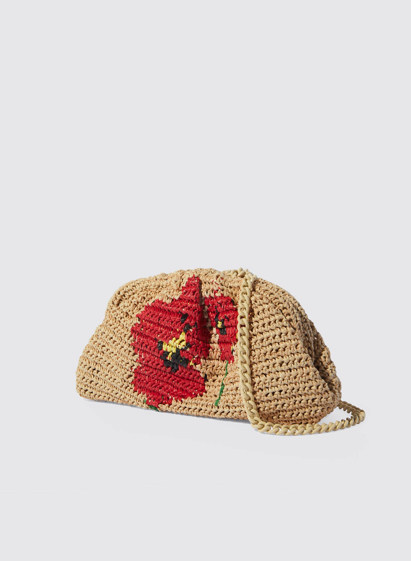 Maria la Rosa Poppy Crochet Clutch Natural Mohn