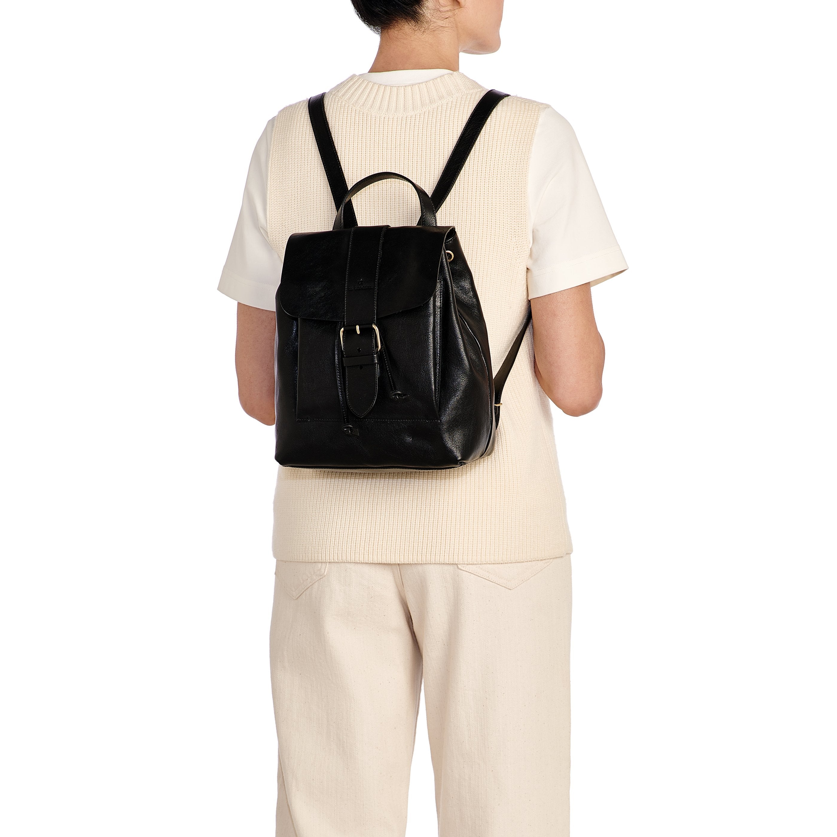 Il Bisonte Linea 1990 Rucksack Schwarz Vollleder