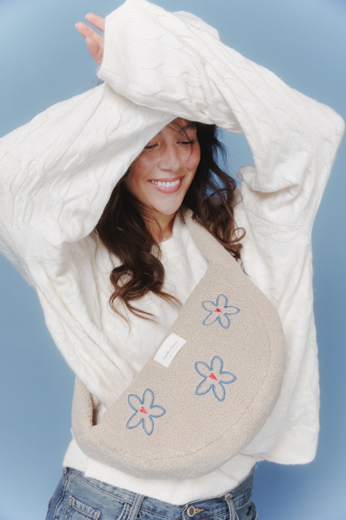 Studio Noos Teddy Mini Umhängetasche Ecru Flower Heart