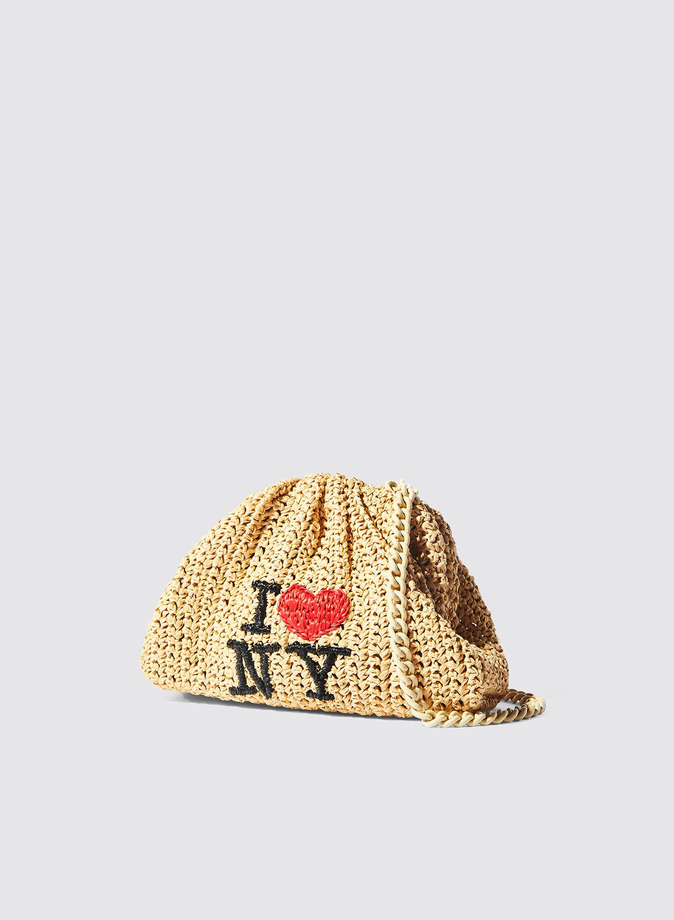 Maria la Rosa Mini Bag I Love NY Clutch Natural Häkel-Rafia