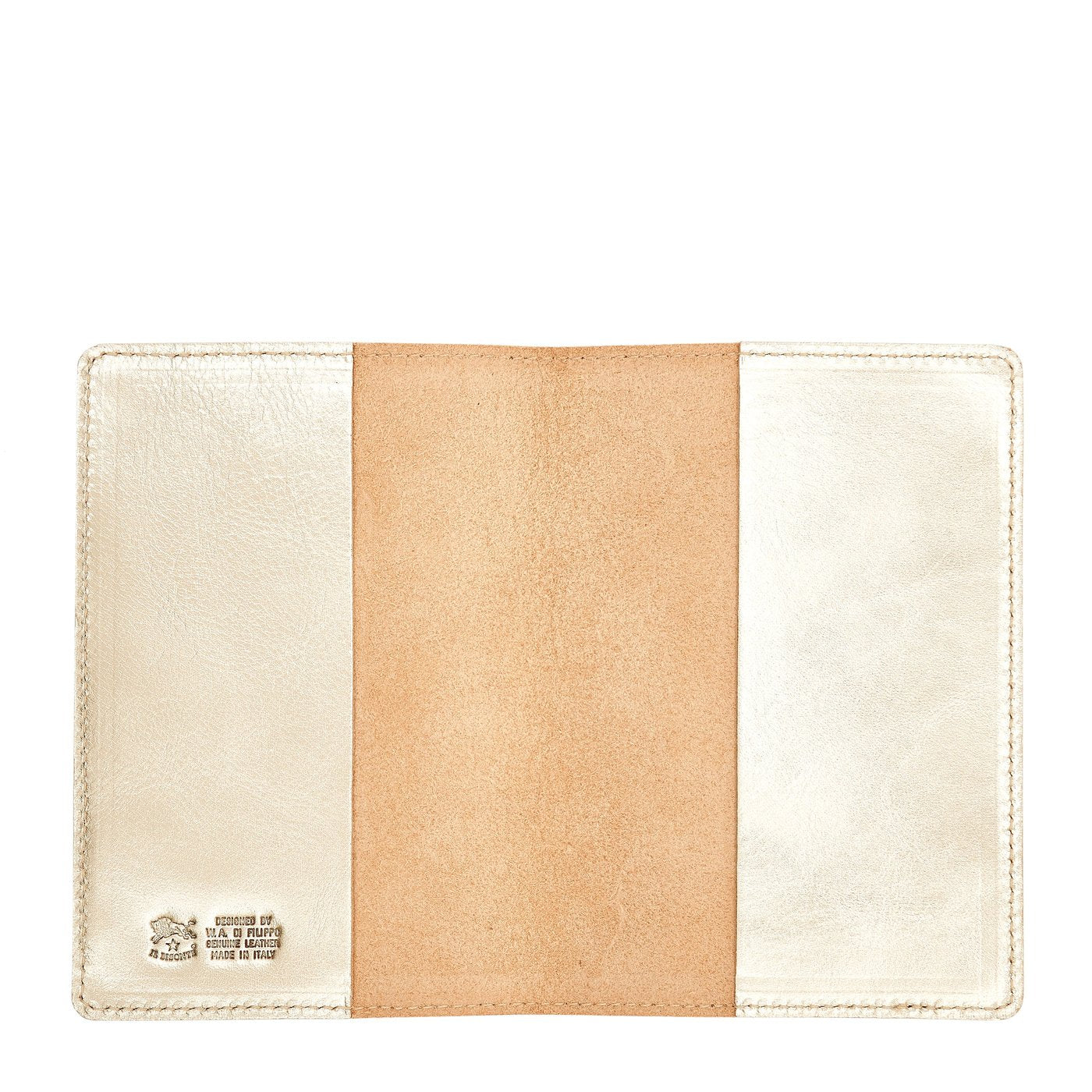 Il Bisonte Reisepasshülle Platin Metallic-Leder