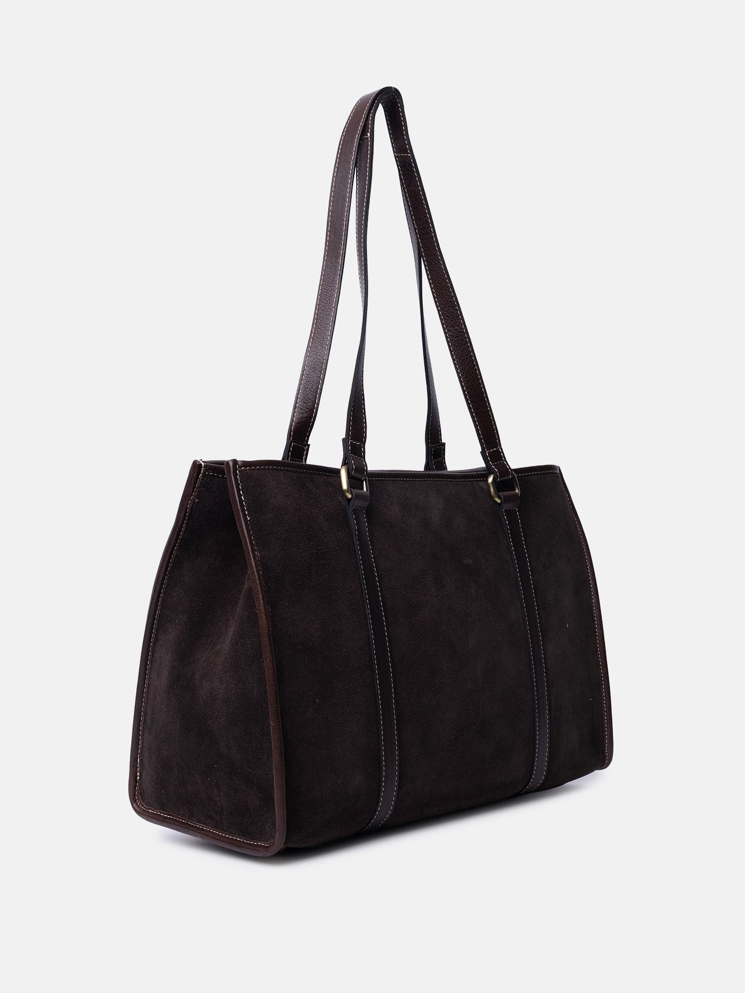 RE:DESIGNED Sola Schultertasche Dunkelbraun Wildleder