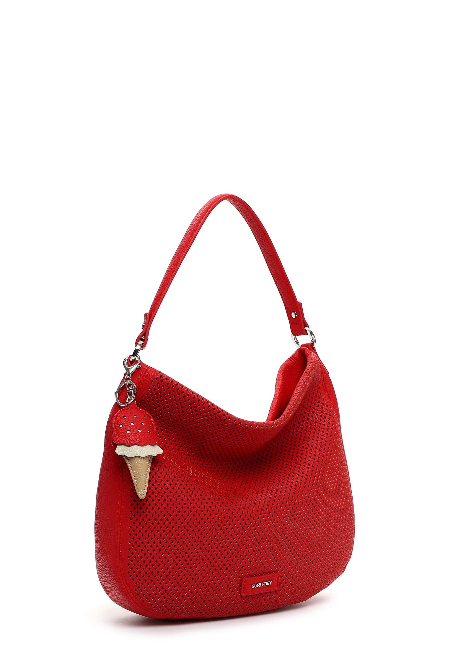 SURI FREY Cilly Bucket Bag Schultertasche Red Lochmuster