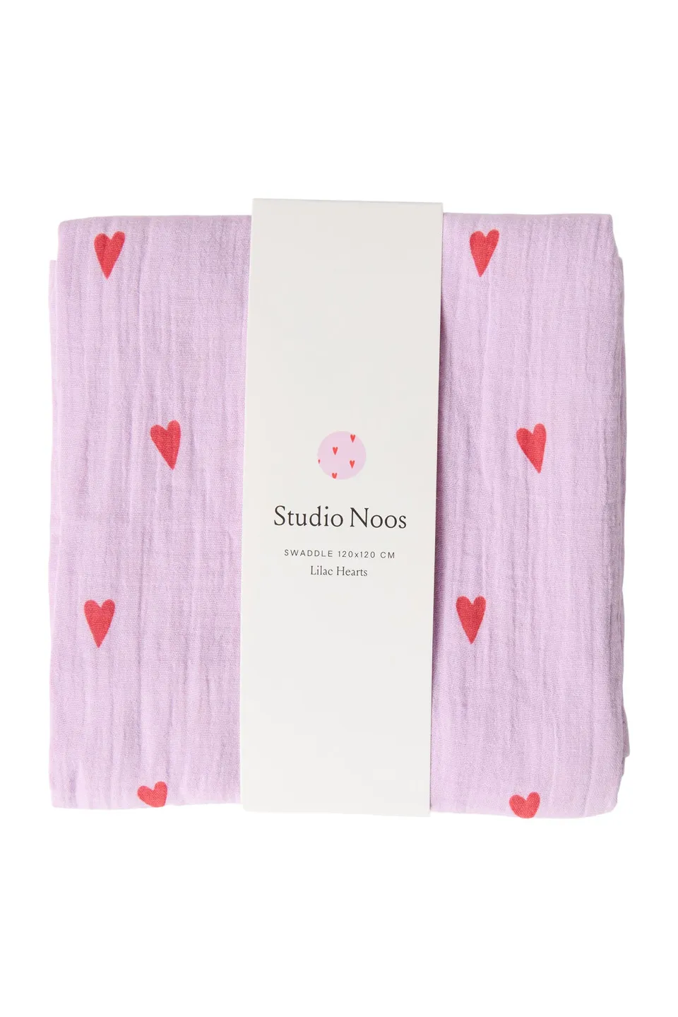 Studio Noos Swaddle Print Large Mulltuch Purple Hearts