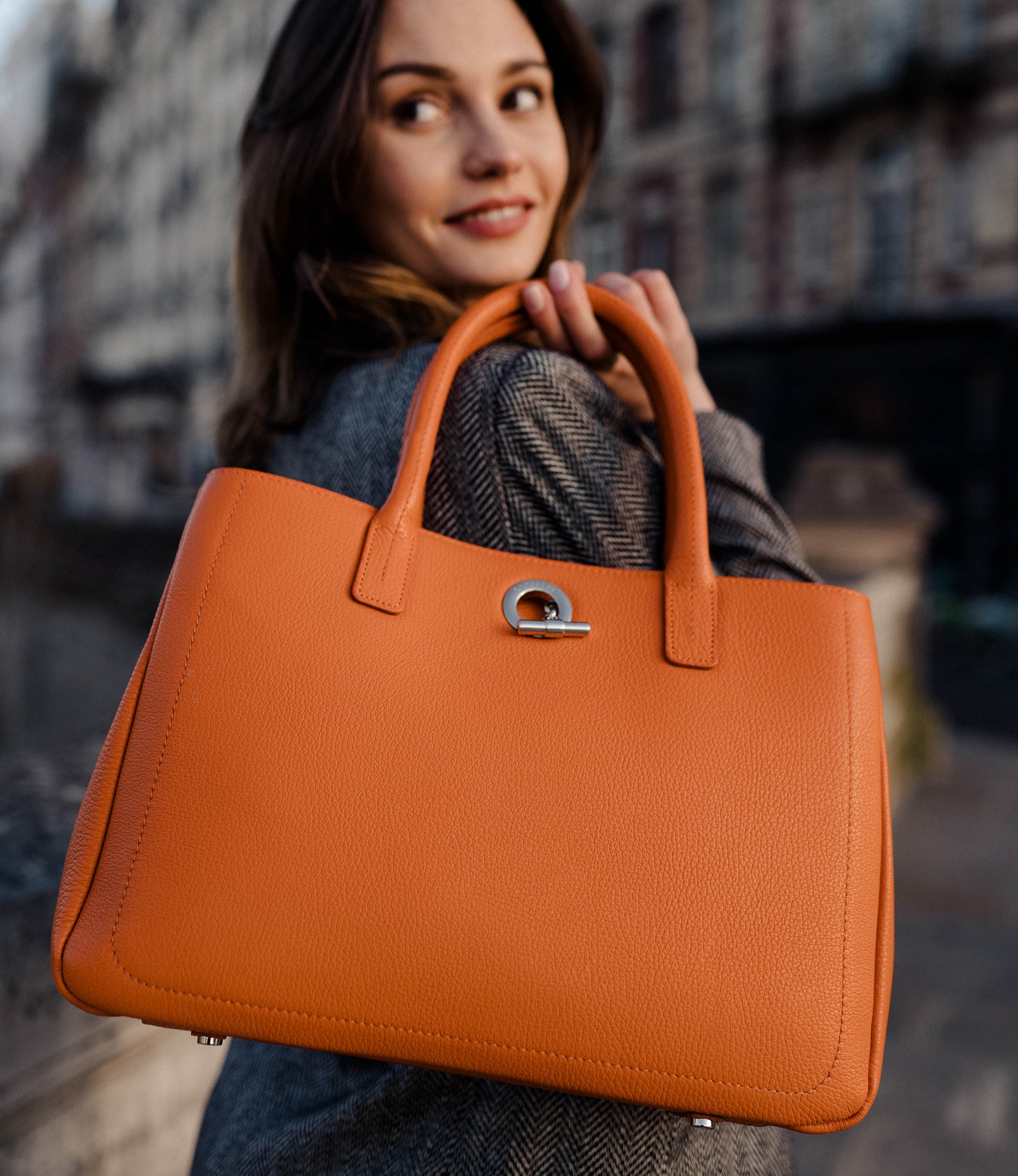 Lamarthe Paris Handtasche Orange Vollleder