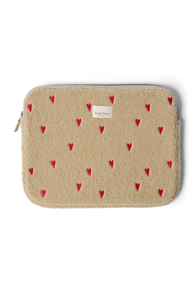 Studio Noos Teddy Laptop Sleeve 15 Zoll Hülle Ecru Hearts
