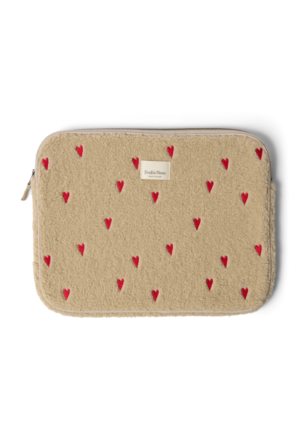 Studio Noos Teddy Laptop Sleeve 15 Zoll Hülle Ecru Hearts