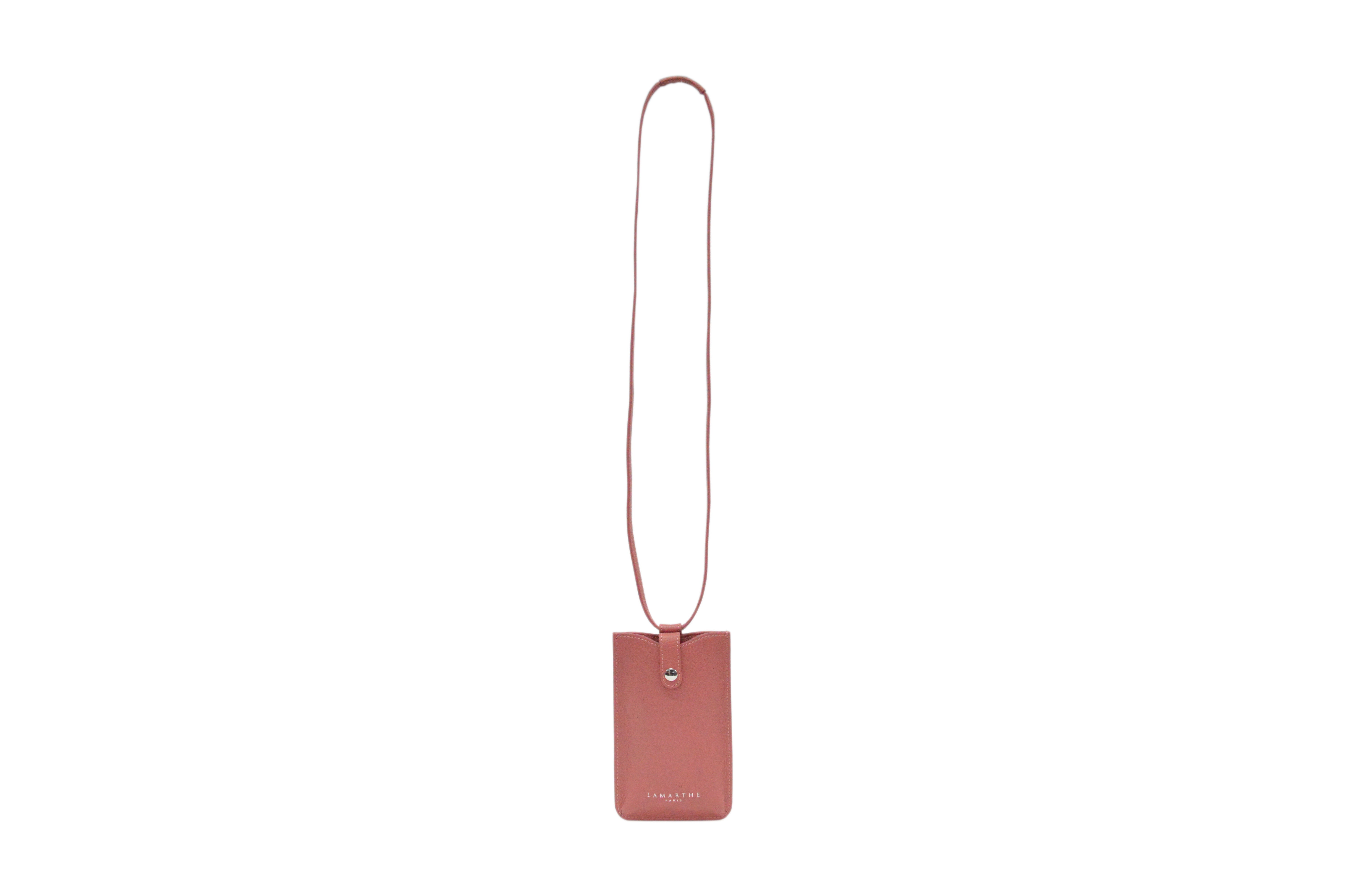 Lamarthe Ambre Handyhülle Rosa Leder Druckknopf