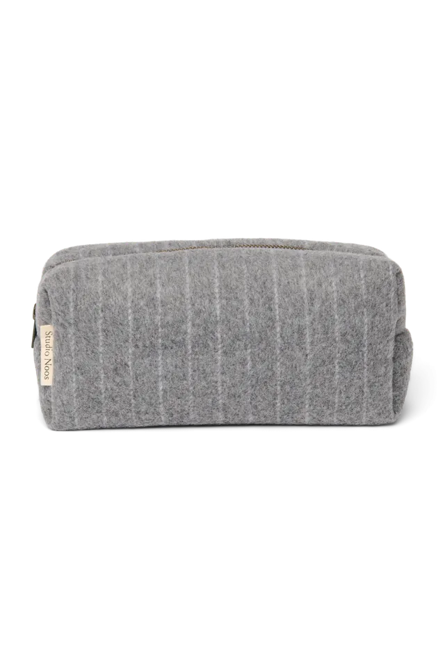 Studio Noos Flannel Chalkstripe Pouch Täschchen Hellgrau gestreift