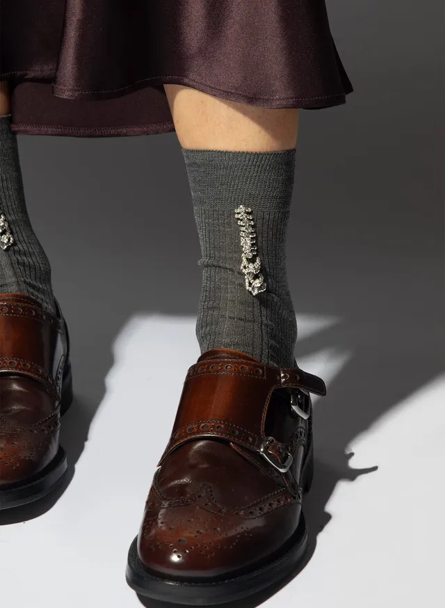 Maria la Rosa Marrakech Socken Dark Grey Seide Schmuck