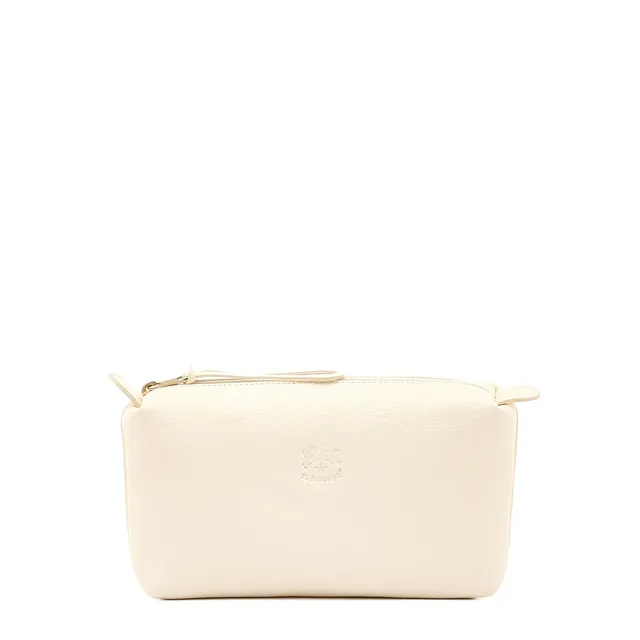 Il Bisonte Kosmetiktasche Vollleder Milchweiß Latte