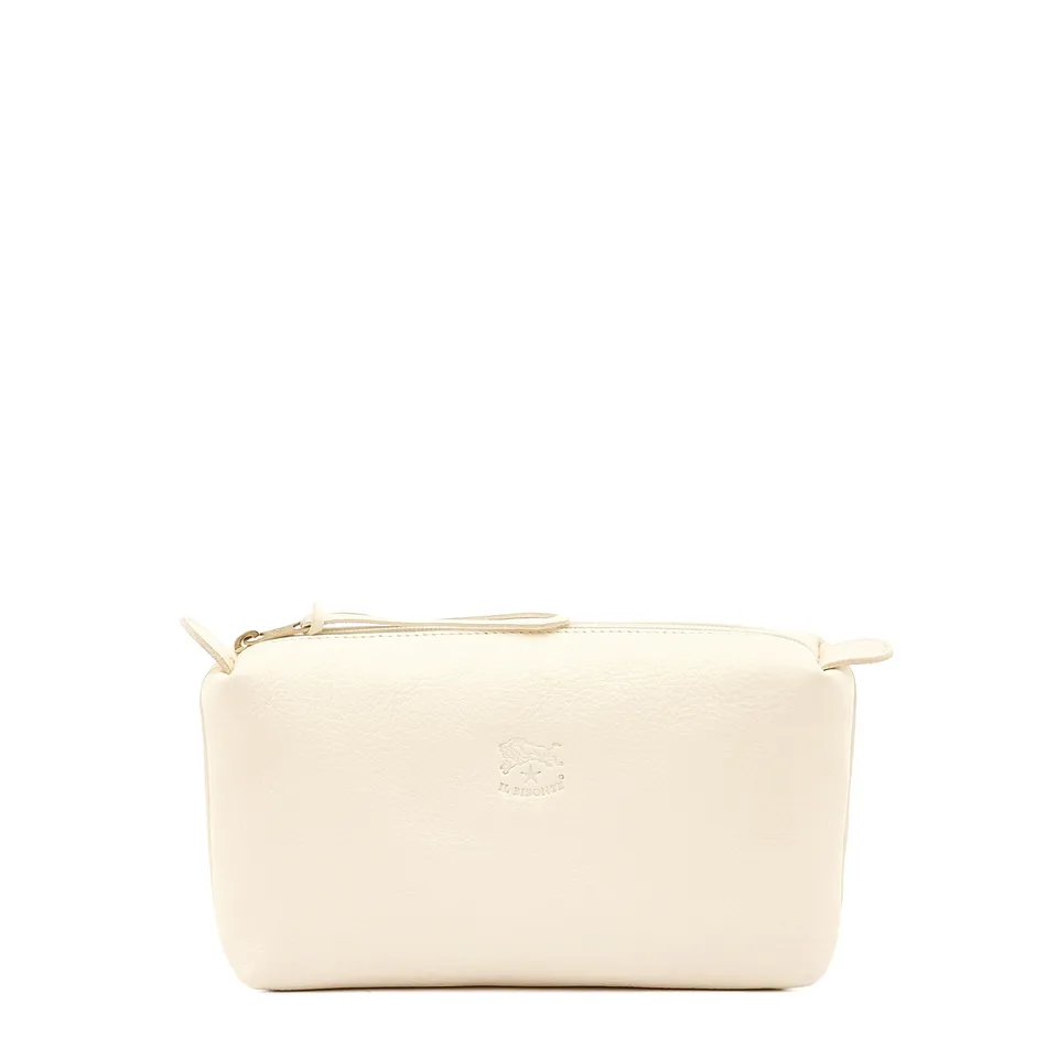 Il Bisonte Kosmetiktasche Vollleder Milchweiß Latte