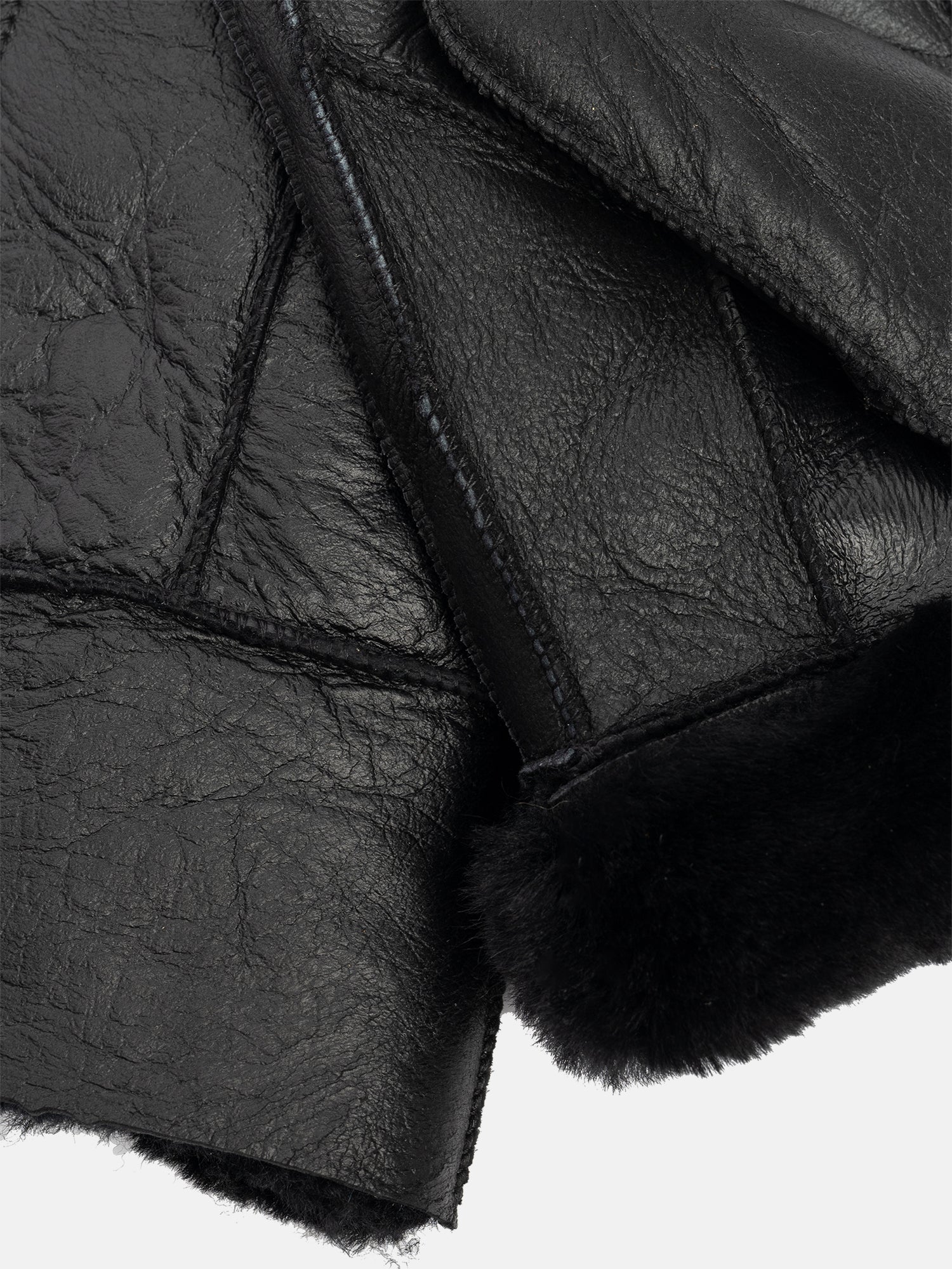 RE:DESIGNED Henny Fäustlinge Schwarz Lammfell Leder