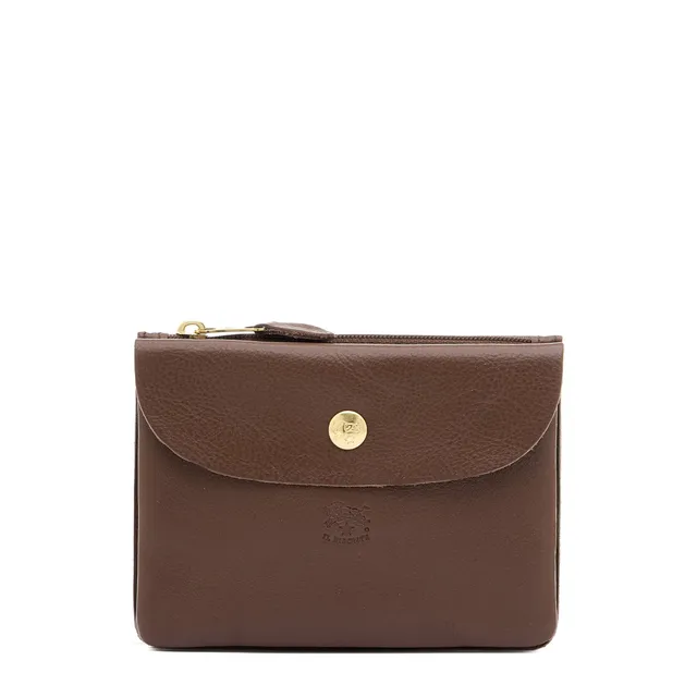 Il Bisonte Clutch Vollleder Tabakbraun 3 Fächer