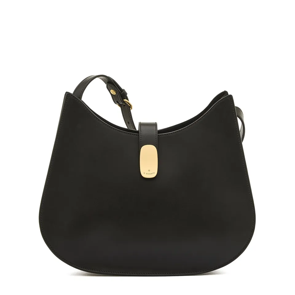Il Bisonte Atelier Hobo-Tasche nero Messing-Verschluss