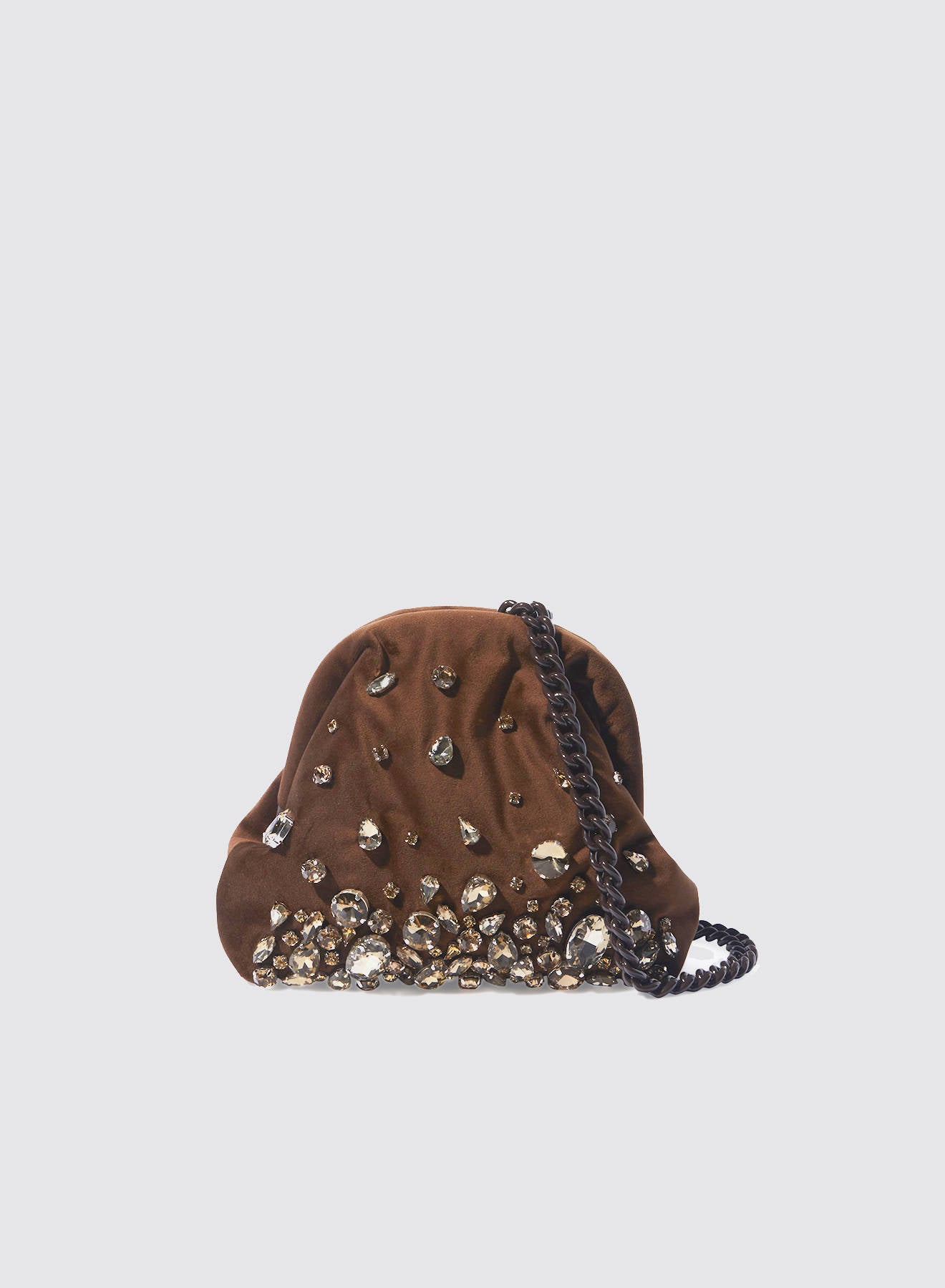 Maria la Rosa Pepita Mini Bag Clutch Braun Samt