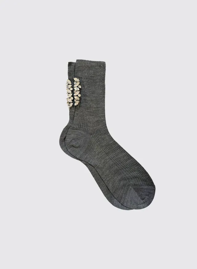 Maria la Rosa Oman Socks Seidensocken Grey melange Stick