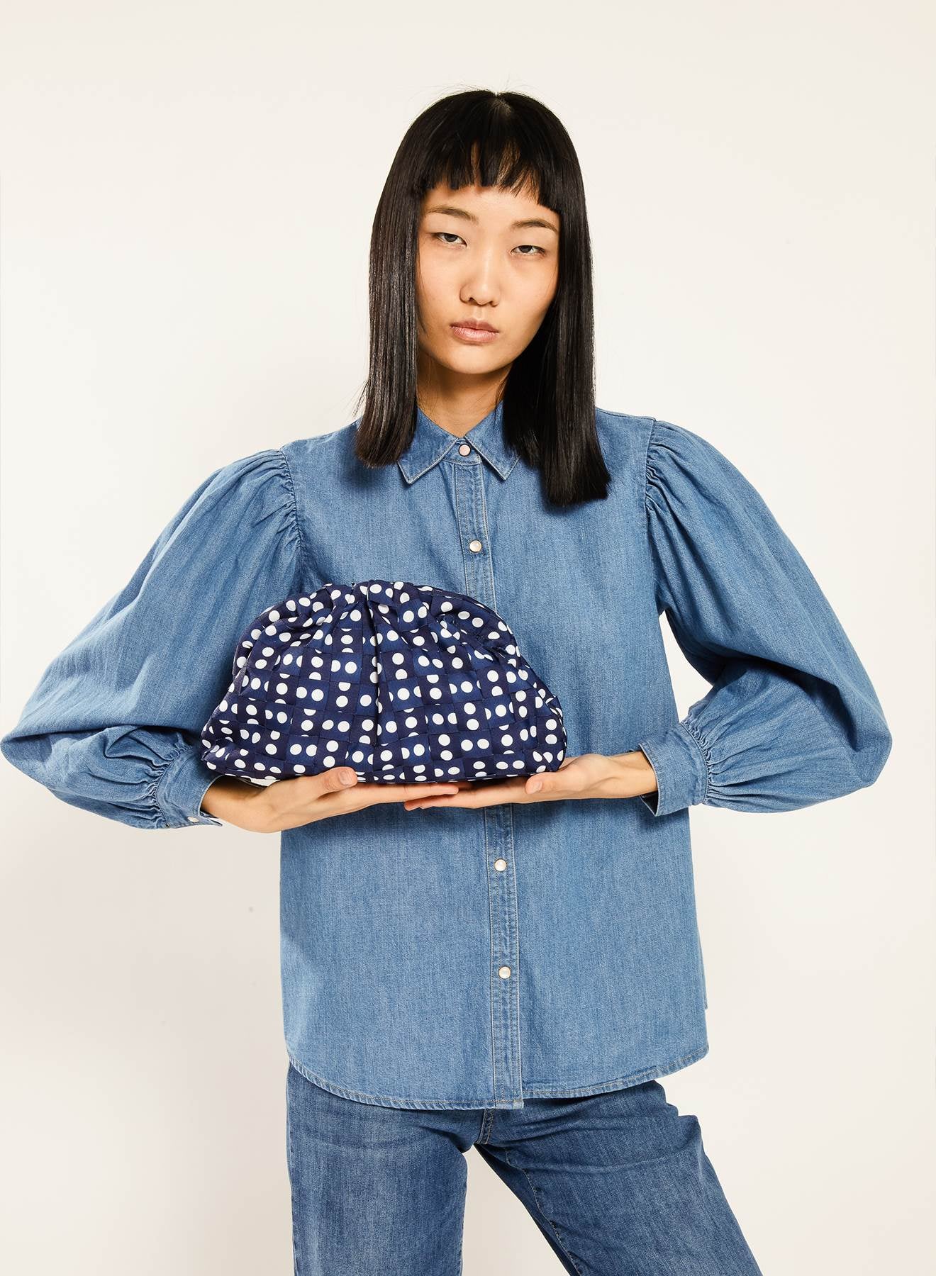 Maria la Rosa Game Dot Bag Clutch Blau 30 cm