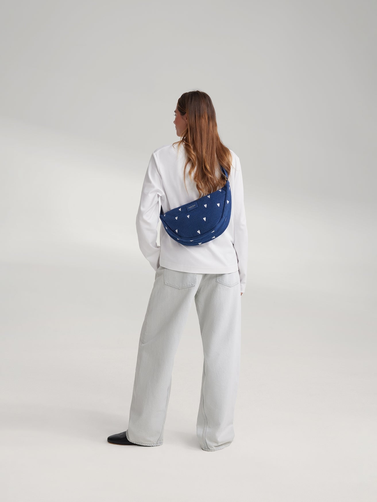 Studio Noos Denim Bauchtasche Dunkelblau White Hearts