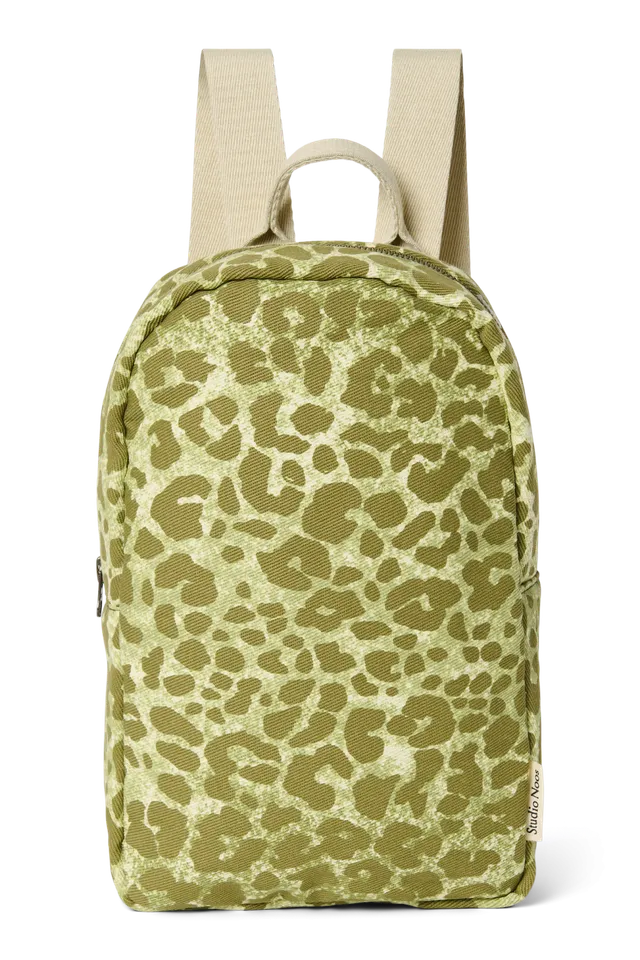 Studio Noos Cotton Mini Backpack Rucksack Green Leopard Baumwolle