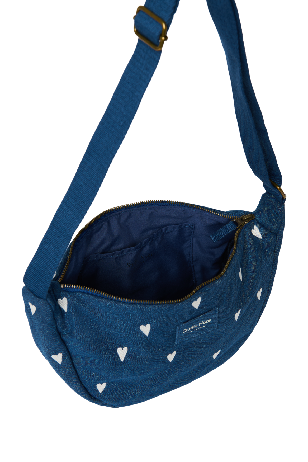 Studio Noos Denim Bauchtasche Dunkelblau White Hearts