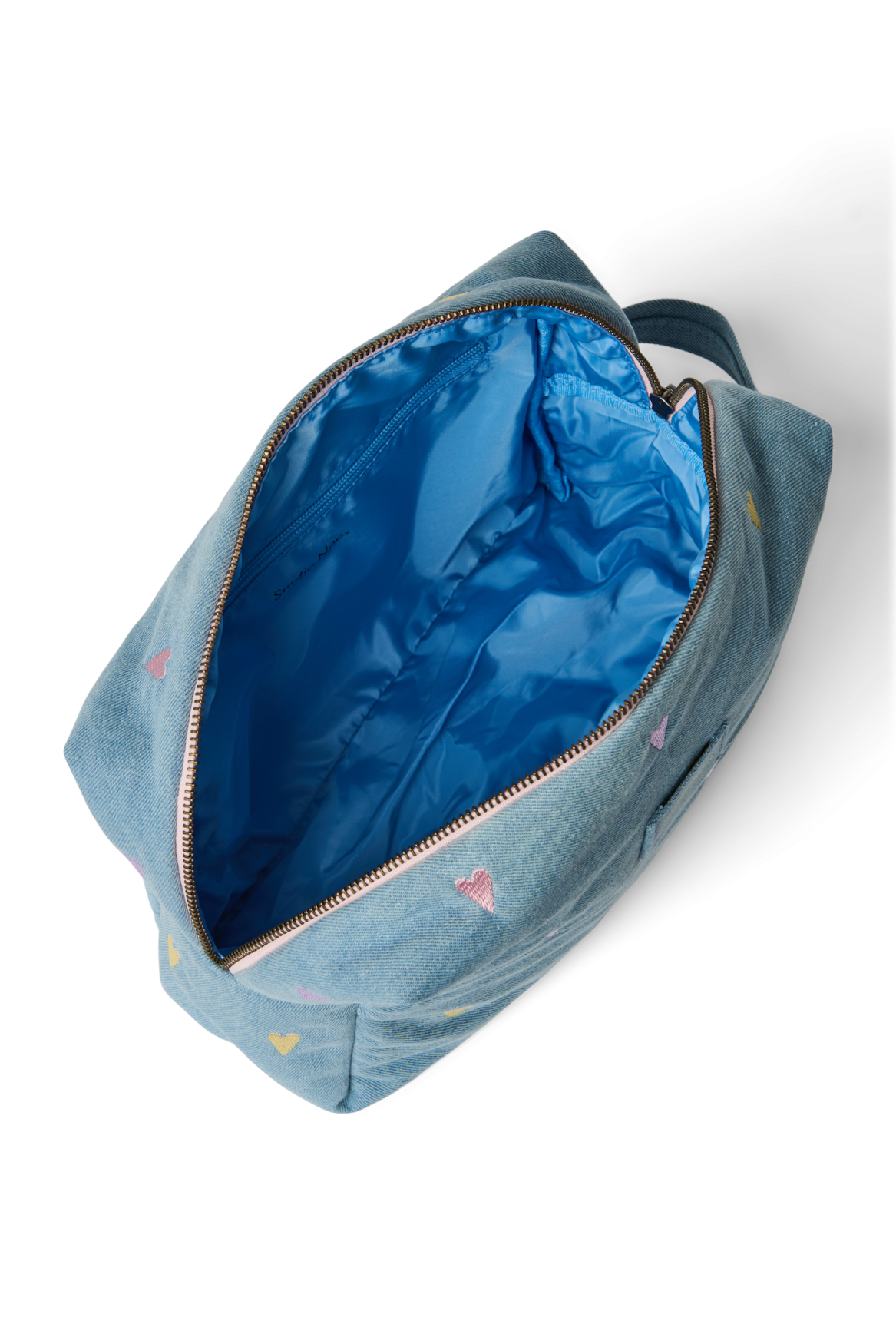 Studio Noos Denim Toiletry Bag Kosmetiktasche Light Blue Hearts