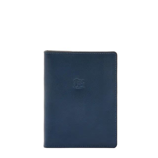 Il Bisonte Reisepasshülle Leder blau 5 Kartenfächer