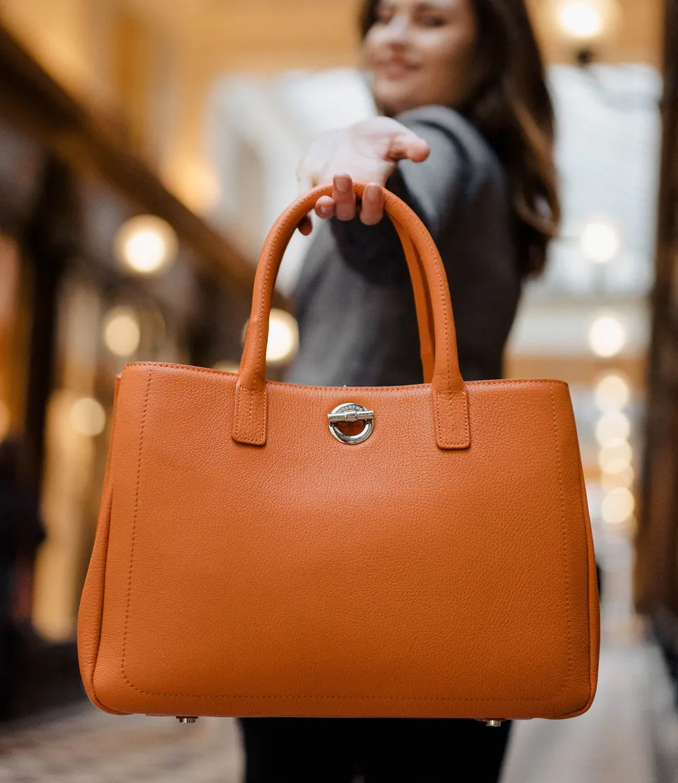 Lamarthe Paris Handtasche Orange Vollleder