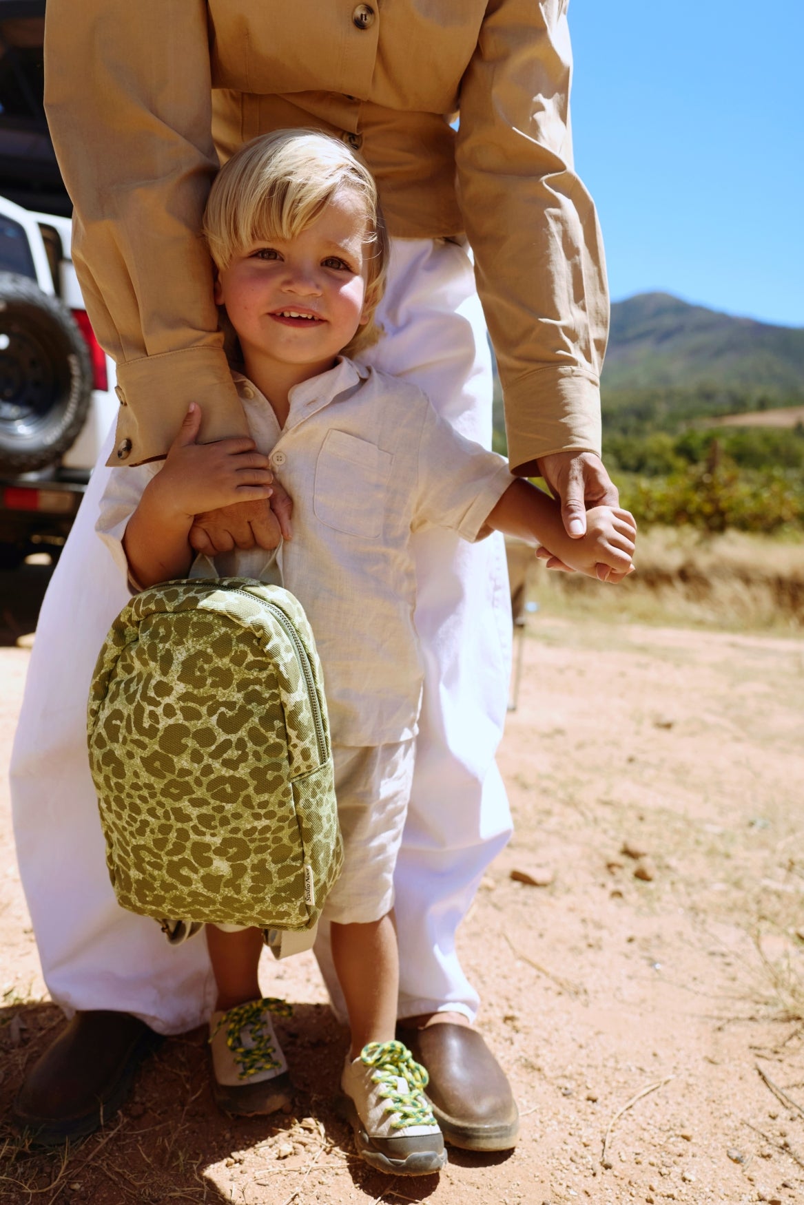 Studio Noos Cotton Mini Backpack Rucksack Green Leopard Baumwolle